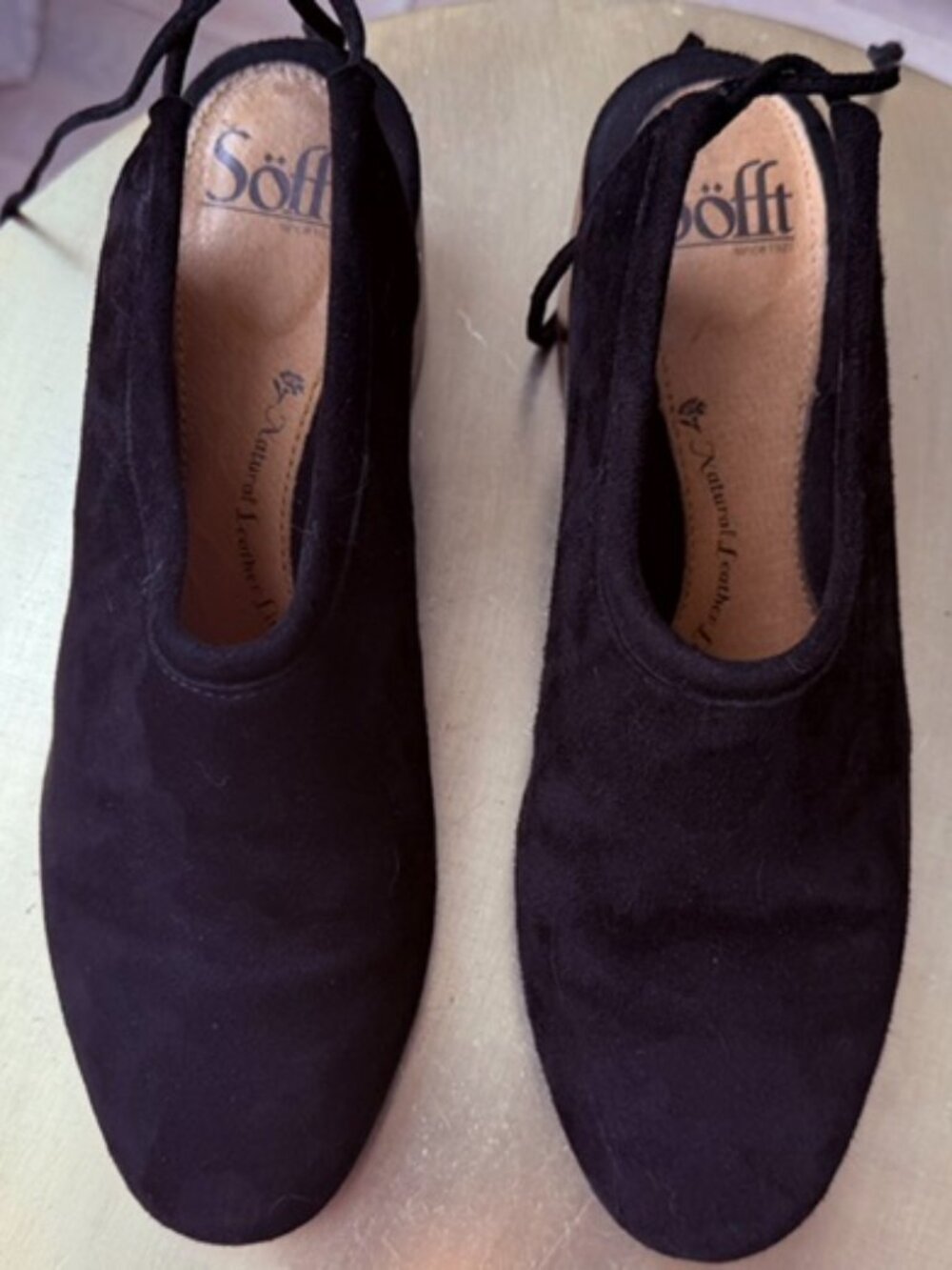Sofft Black Suede lace up mules
